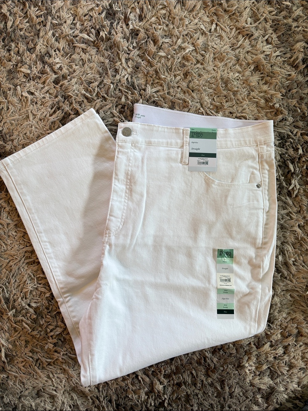 New Terra & Sky white jeans straight fit plus womens